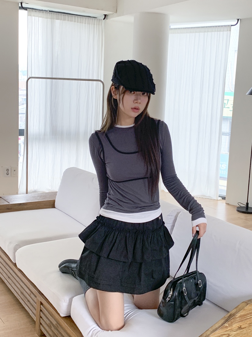 RE:OPENING韓國代購㊣女士新款推薦時尚25秋夏人氣休閑短裙RE:OPENING短裙