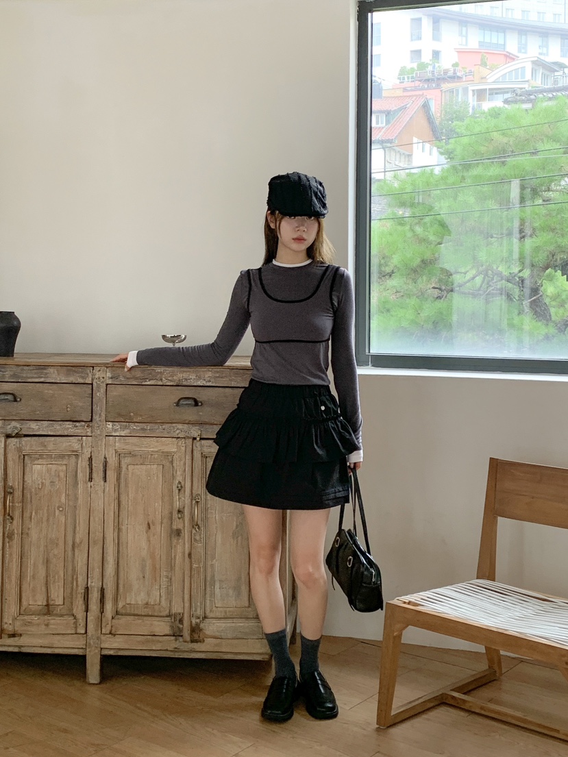 RE:OPENING韓國代購㊣女士新款推薦時尚25秋夏人氣休閑短裙RE:OPENING短裙