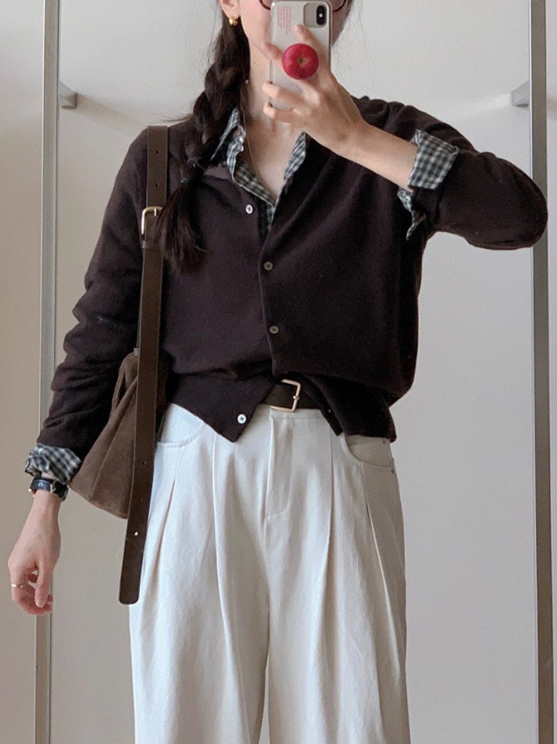 WOOD韓國代購㊣女裝新品真品休閑時尚熱賣人氣推薦職業針織衫WOOD針織衫