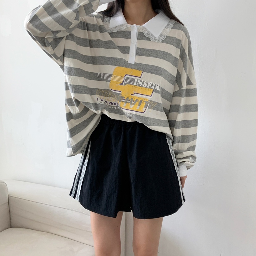 LOVABLE韓國直郵㊣女裝新品熱賣職業時尚休閑25秋夏長袖T恤LOVABLE長袖T恤