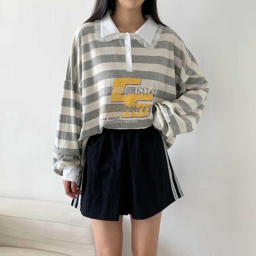 LOVABLE韓國直郵㊣女裝新品熱賣職業時尚休閑25秋夏長袖T恤LOVABLE長袖T恤