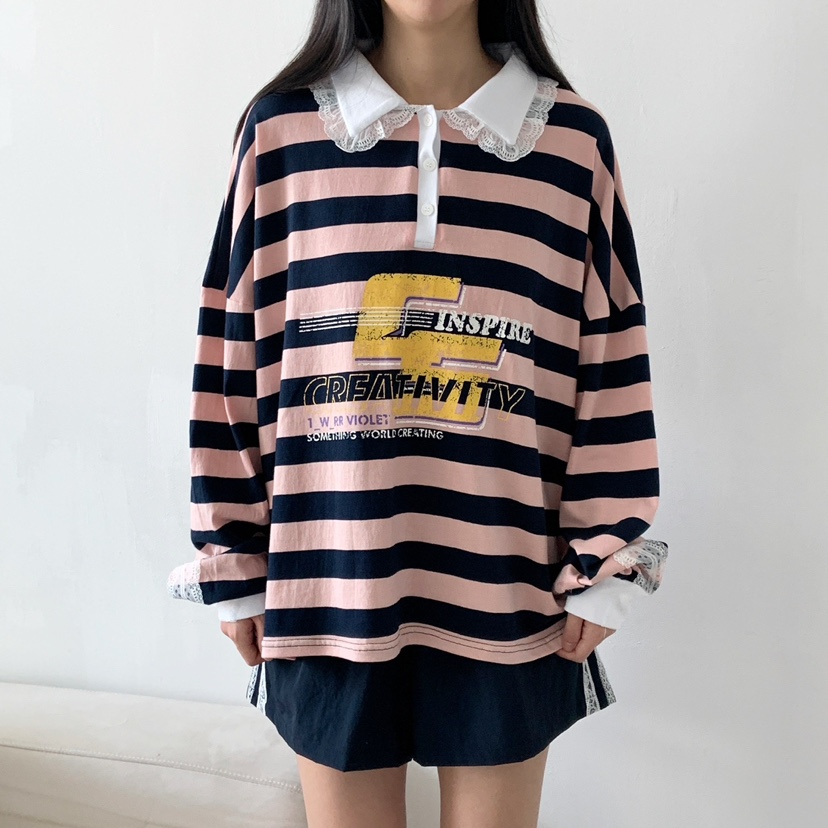 LOVABLE韓國直郵㊣女裝新品熱賣職業時尚休閑25秋夏長袖T恤LOVABLE長袖T恤