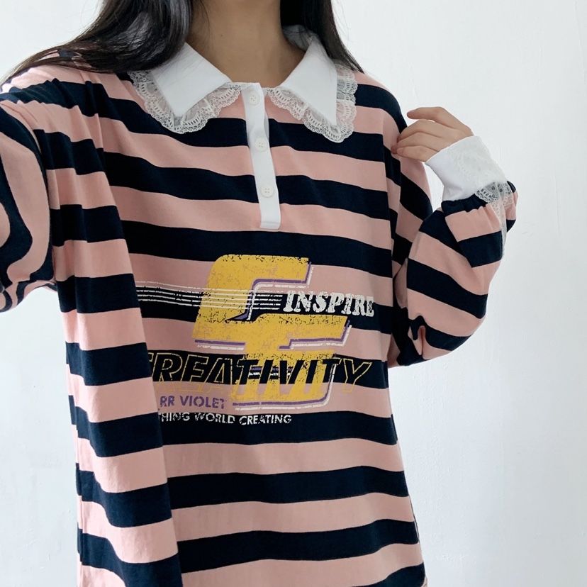 LOVABLE韓國直郵㊣女裝新品熱賣職業時尚休閑25秋夏長袖T恤LOVABLE長袖T恤