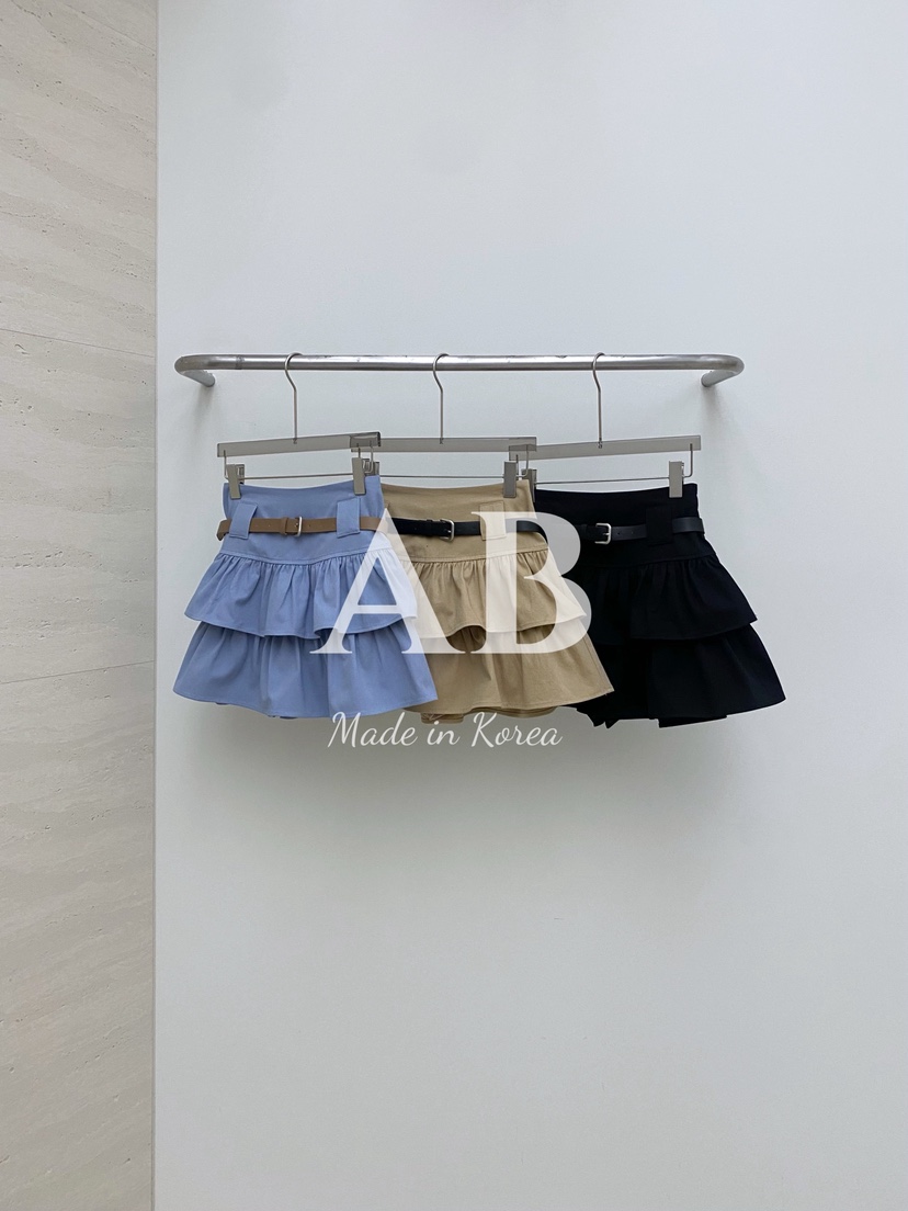 AB韓國直郵㊣女士新款推薦真品人氣25秋夏休閑短裙含腰帶喇叭AB短裙