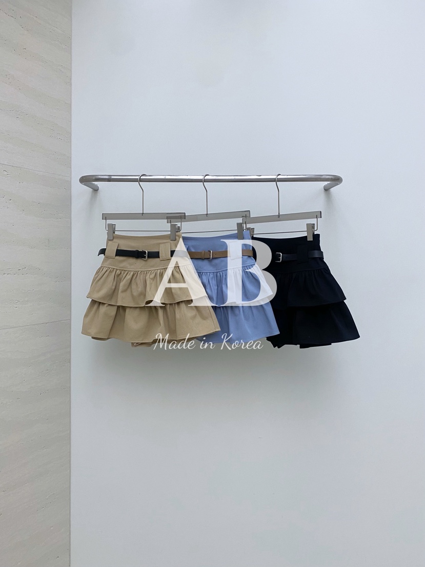 AB韓國直郵㊣女士新款推薦真品人氣25秋夏休閑短裙含腰帶喇叭AB短裙