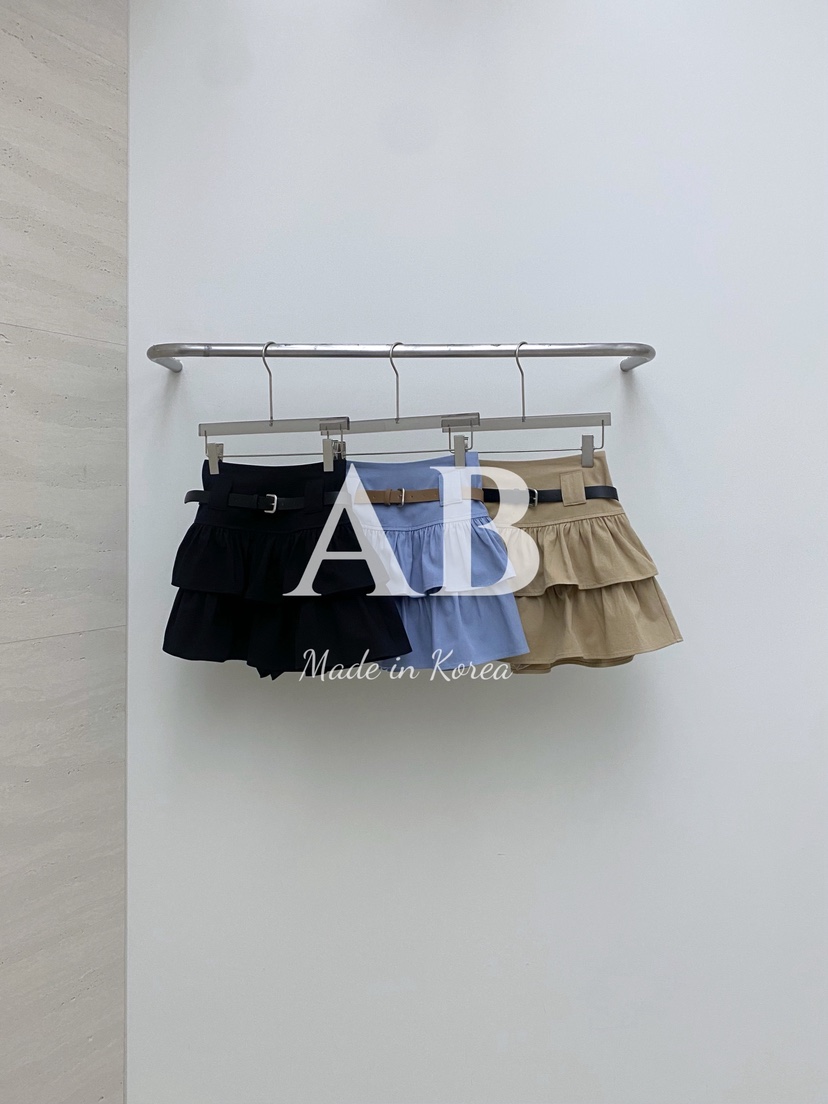 AB韓國直郵㊣女士新款推薦真品人氣25秋夏休閑短裙含腰帶喇叭AB短裙