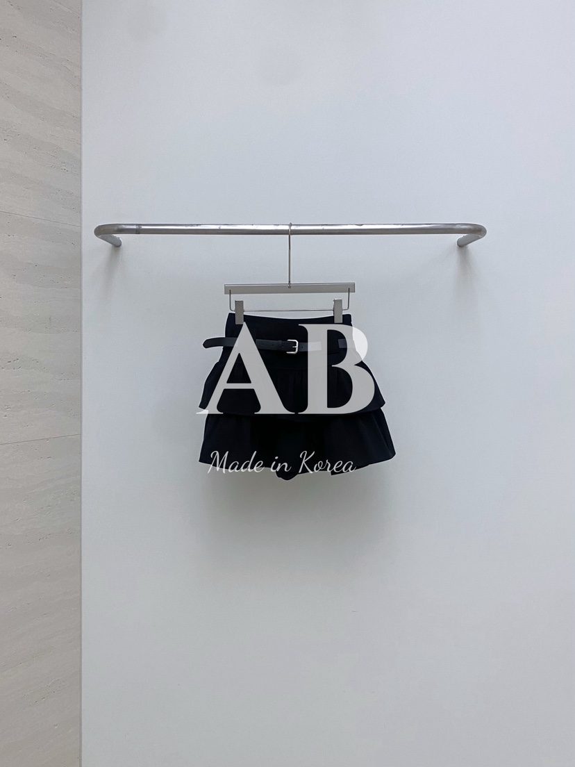 AB韓國直郵㊣女士新款推薦真品人氣25秋夏休閑短裙含腰帶喇叭AB短裙圖色3