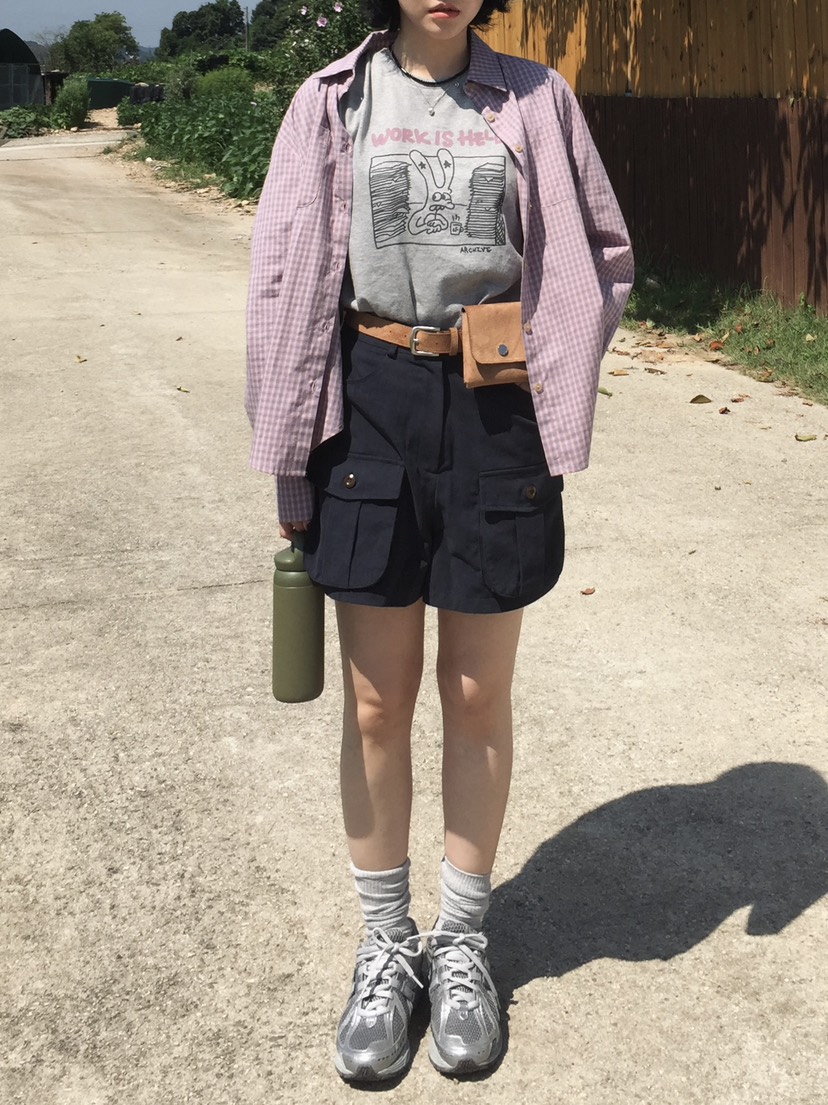 ARCHIVE-P韓國代購㊣女裝新品熱賣25秋夏休閑人氣短褲工裝ARCHIVE-P短褲