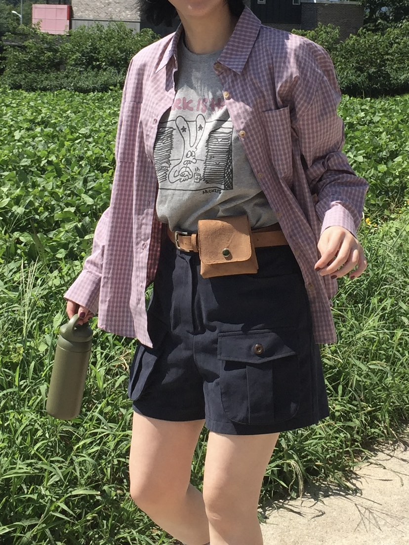 ARCHIVE-P韓國代購㊣女裝新品熱賣25秋夏休閑人氣短褲工裝ARCHIVE-P短褲