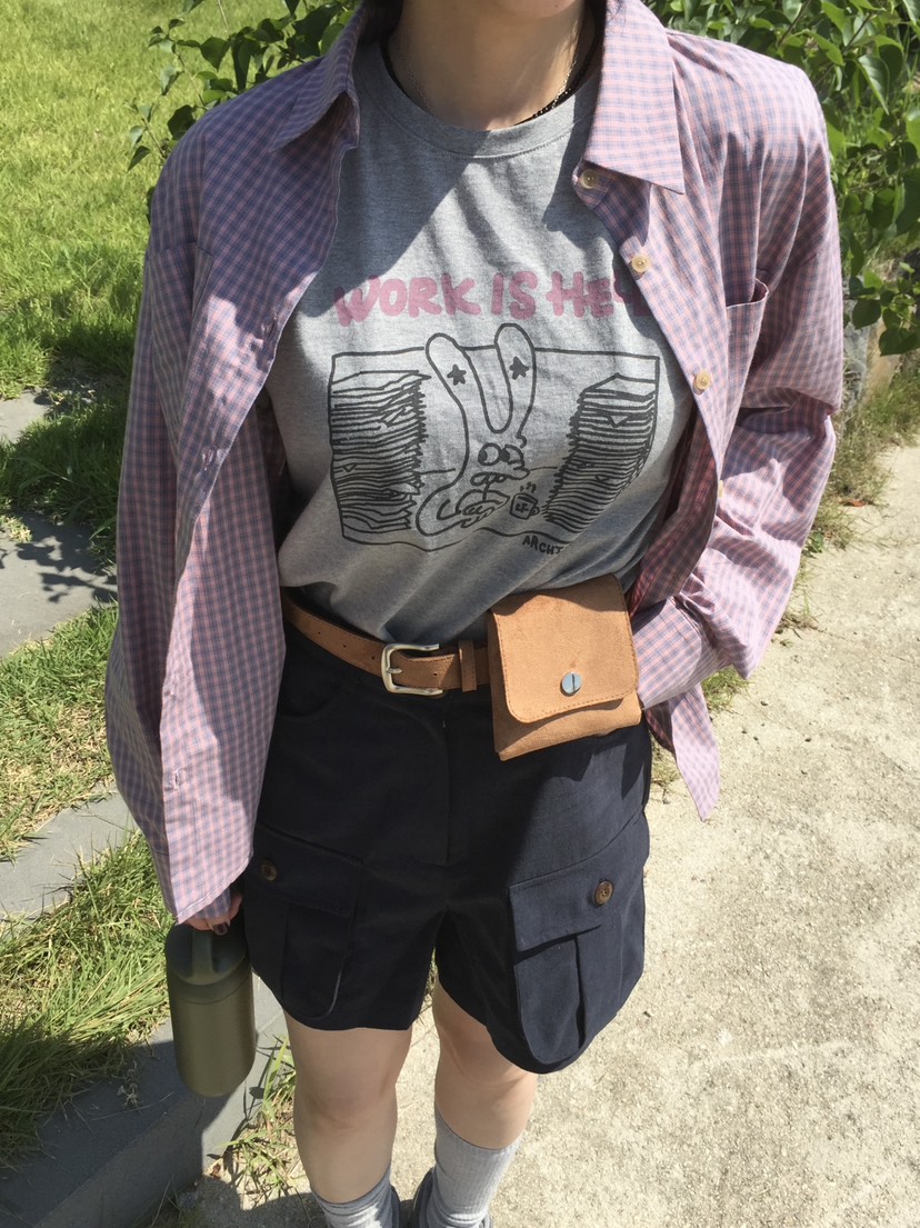 ARCHIVE-P韓國代購㊣女裝新品熱賣25秋夏休閑人氣短褲工裝ARCHIVE-P短褲