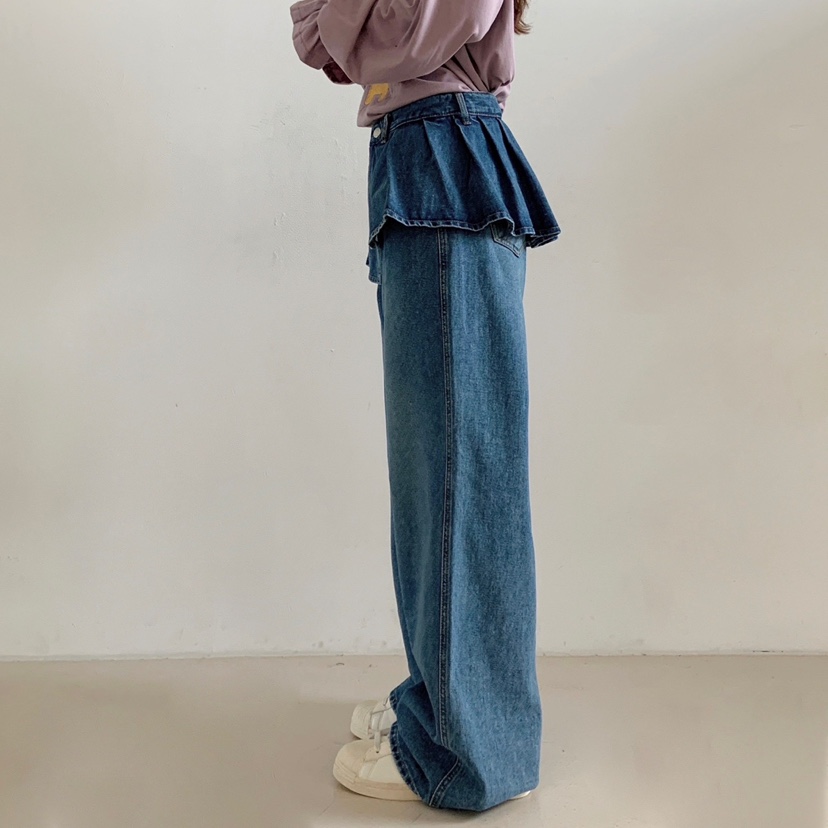 LOVABLE東大門㊣代購女裝新品25秋夏休閑時尚真品牛仔褲荷葉邊LOVABLE牛仔褲