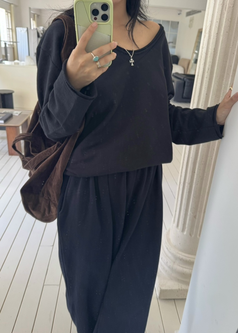 OUPPT東大門㊣代購女裝新品推薦25秋夏人氣時尚職業衛衣雙V領OUPPT衛衣