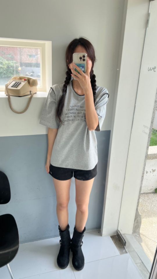 HEY/TO SEWING韓國代購㊣女裝新品25秋夏真品人氣休閑T恤BY HEY/TO SEWINGT恤