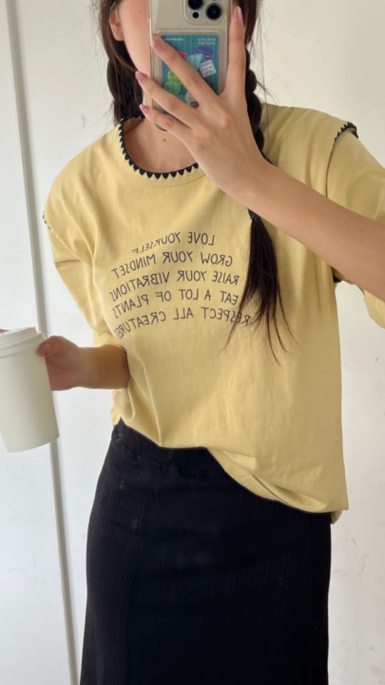 HEY/TO SEWING韓國代購㊣女裝新品25秋夏真品人氣休閑T恤BY HEY/TO SEWINGT恤