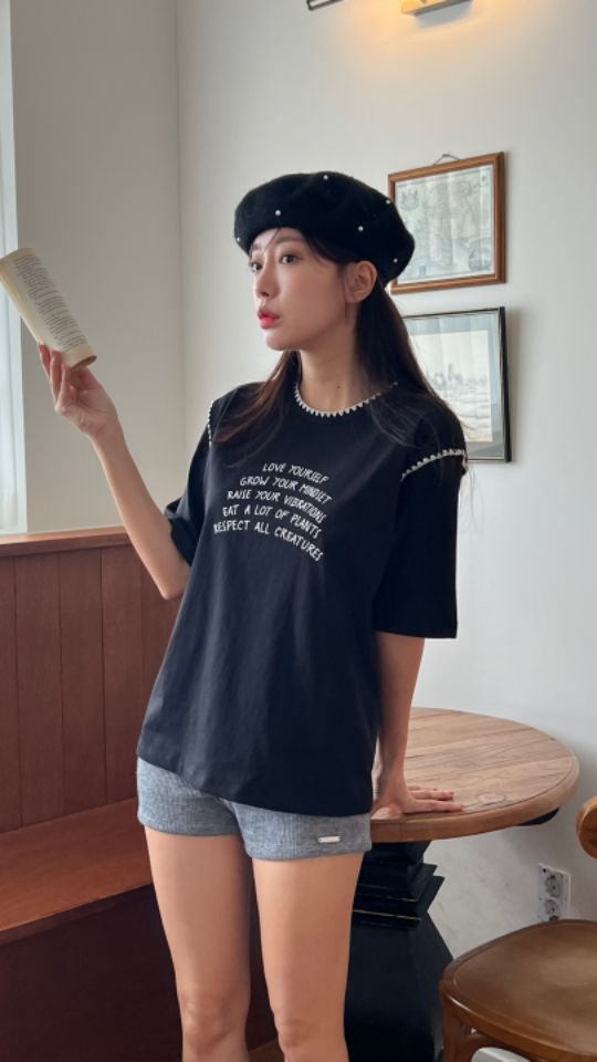 HEY/TO SEWING韓國代購㊣女裝新品25秋夏真品人氣休閑T恤BY HEY/TO SEWINGT恤