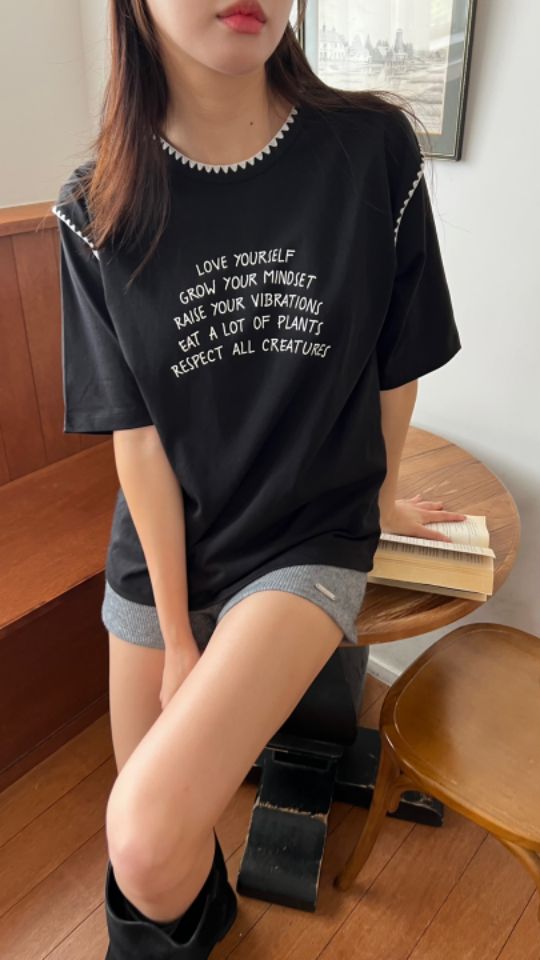 HEY/TO SEWING韓國代購㊣女裝新品25秋夏真品人氣休閑T恤BY HEY/TO SEWINGT恤圖色2