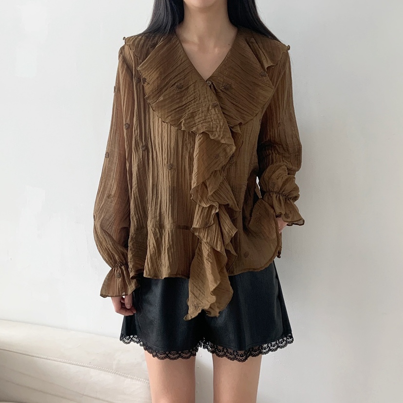 LOVABLE東大門㊣實拍女裝新品時尚推薦休閑熱賣真品襯衫蕾絲衫LOVABLE襯衫/蕾絲衫
