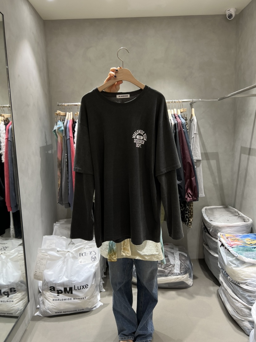 X-MOOD東大門㊣實拍女裝新款真品推薦熱賣時尚25秋夏長袖T恤X-MOOD長袖T恤圖色2