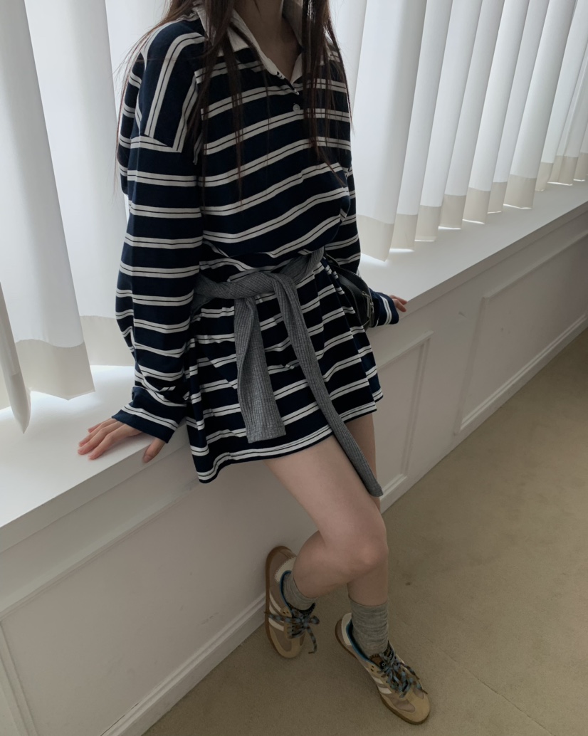 LOVE MOMENT東大門㊣直郵女士新款人氣時尚推薦長袖T恤條紋LOVE MOMENT長袖T恤