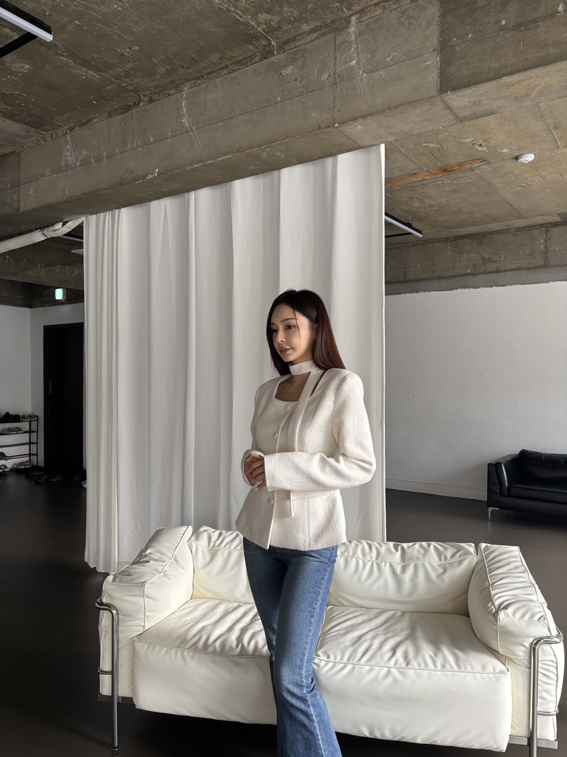 FOUREIGHT東大門㊣實拍女士新品時尚職業休閑夾克含脖帶花呢FOUR EIGHT夾克