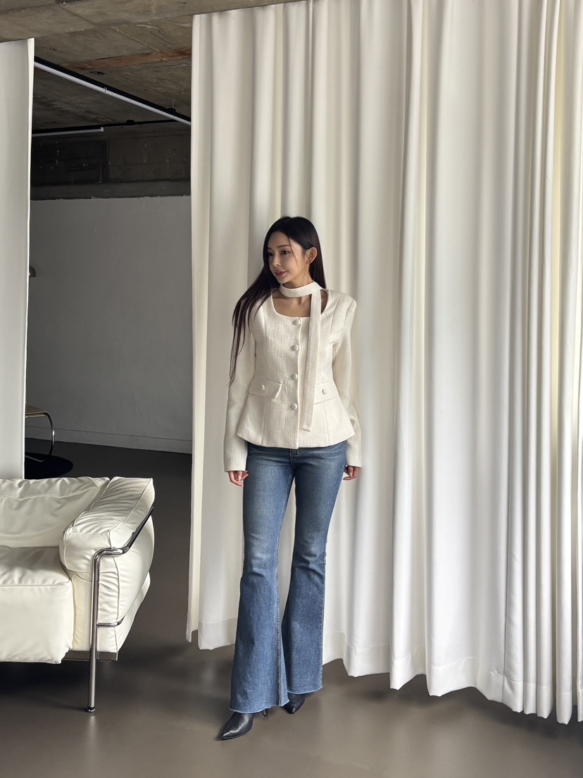 FOUREIGHT東大門㊣實拍女士新品時尚職業休閑夾克含脖帶花呢FOUR EIGHT夾克
