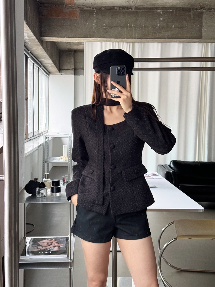 FOUREIGHT東大門㊣實拍女士新品時尚職業休閑夾克含脖帶花呢FOUR EIGHT夾克