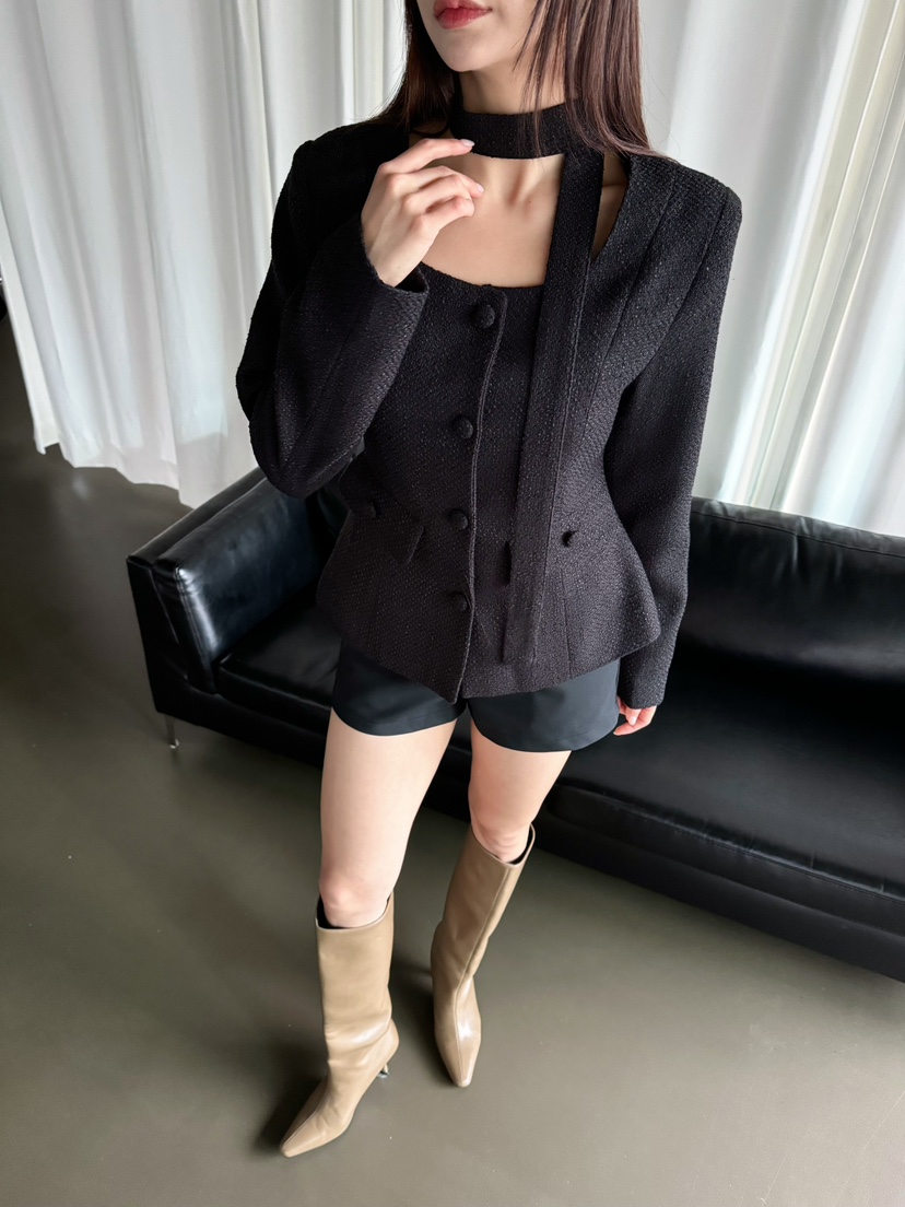FOUREIGHT東大門㊣實拍女士新品時尚職業休閑夾克含脖帶花呢FOUR EIGHT夾克