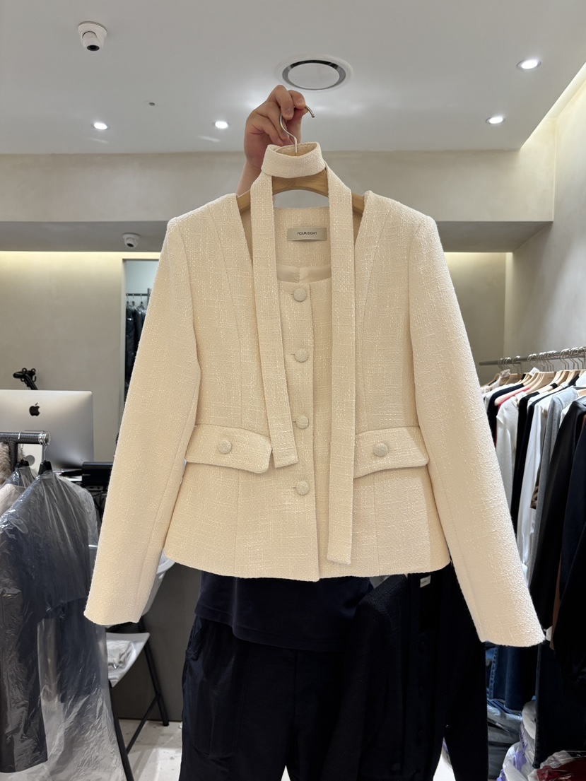 FOUREIGHT東大門㊣實拍女士新品時尚職業休閑夾克含脖帶花呢FOUR EIGHT夾克