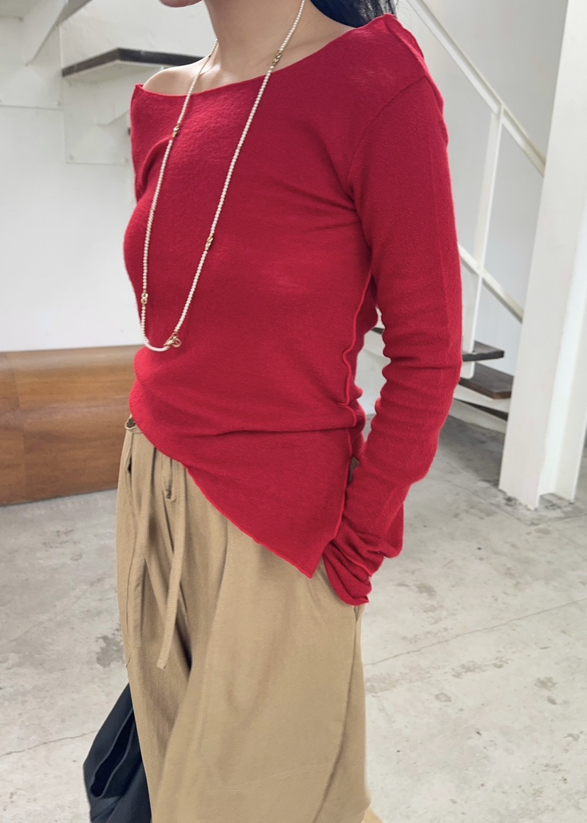 OUPPT東大門㊣直郵女裝新款職業休閑推薦時尚25秋夏長袖T恤羊毛OUPPT長袖T恤圖色3