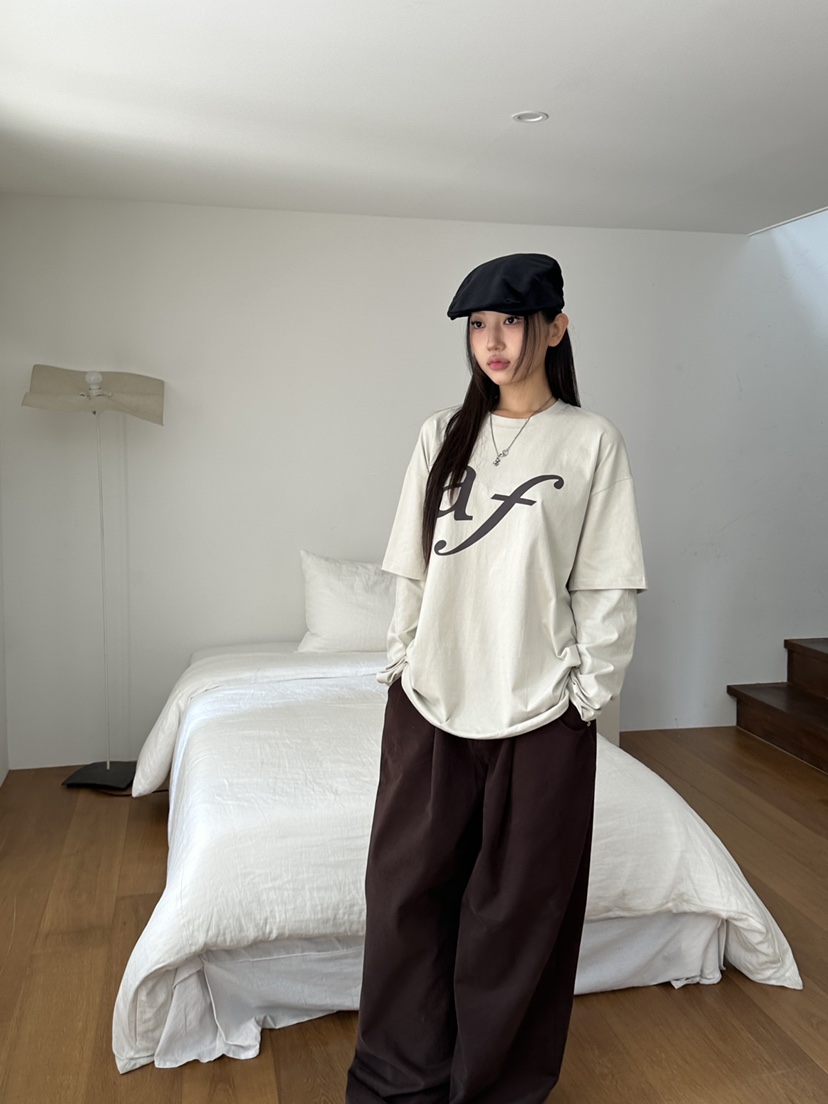 I MFACT韓國代購㊣女裝新品熱賣職業25秋夏真品休閑長袖T恤I MFACT長袖T恤