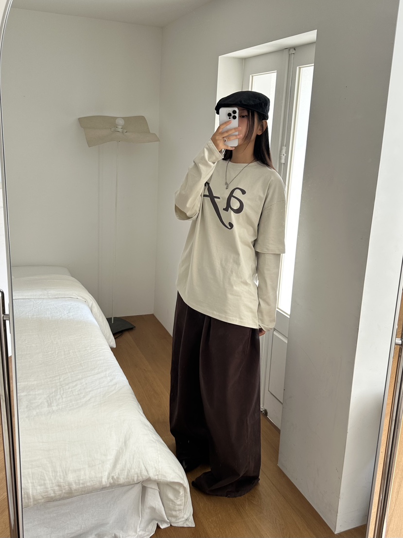 I MFACT韓國代購㊣女裝新品熱賣職業25秋夏真品休閑長袖T恤I MFACT長袖T恤