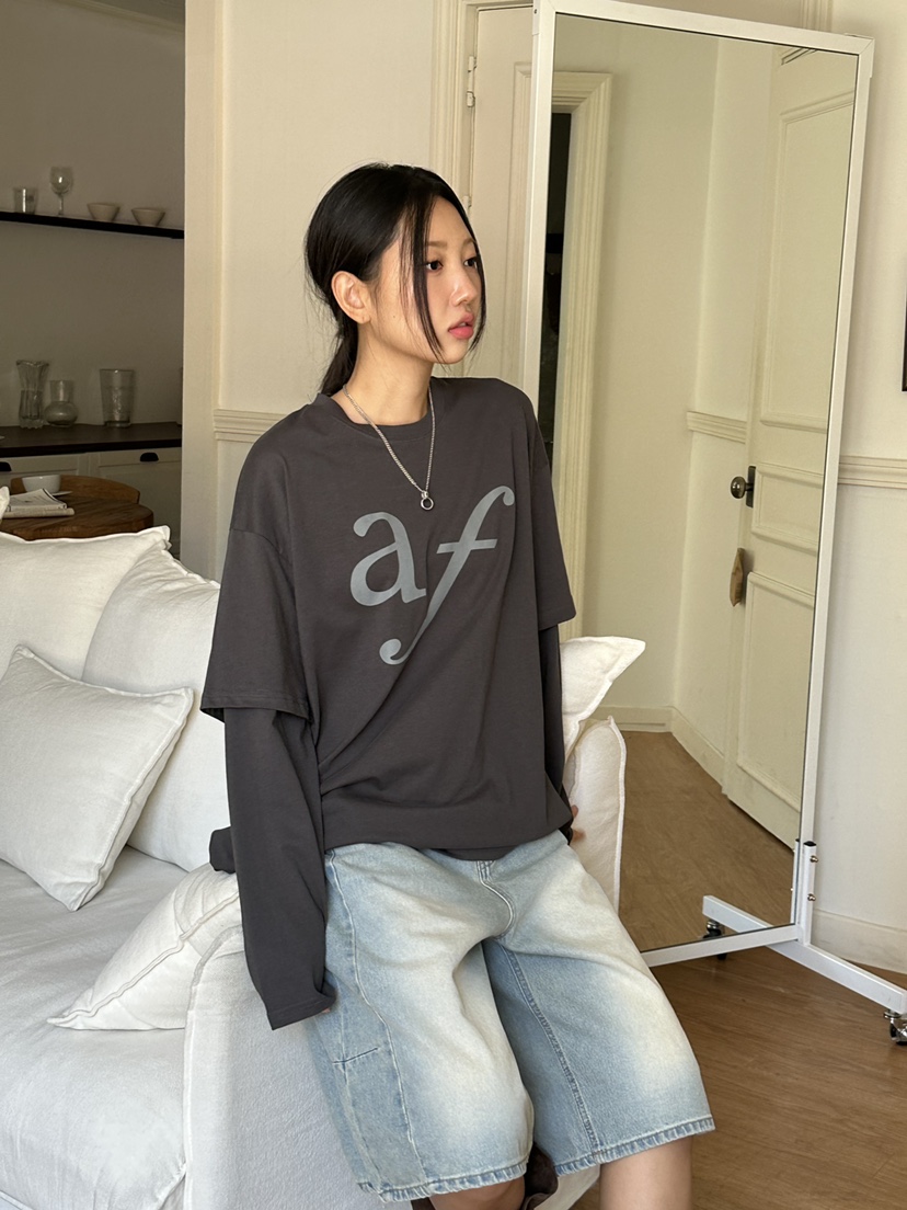 I MFACT韓國代購㊣女裝新品熱賣職業25秋夏真品休閑長袖T恤I MFACT長袖T恤