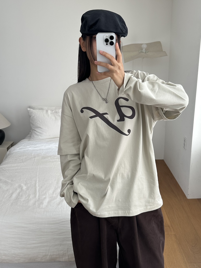 I MFACT韓國代購㊣女裝新品熱賣職業25秋夏真品休閑長袖T恤I MFACT長袖T恤圖色2