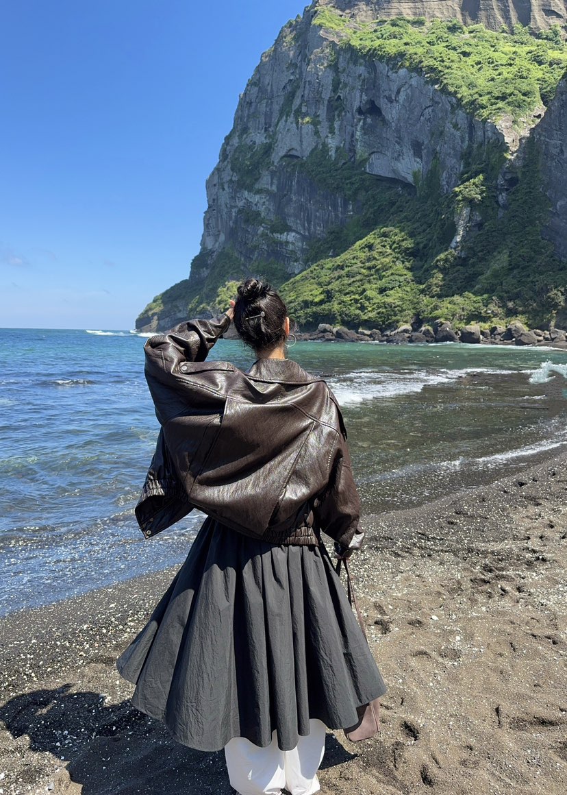 OUPPT韓國直郵㊣女士新款時尚推薦人氣25秋夏職業休閑熱賣皮衣OUPPT皮衣