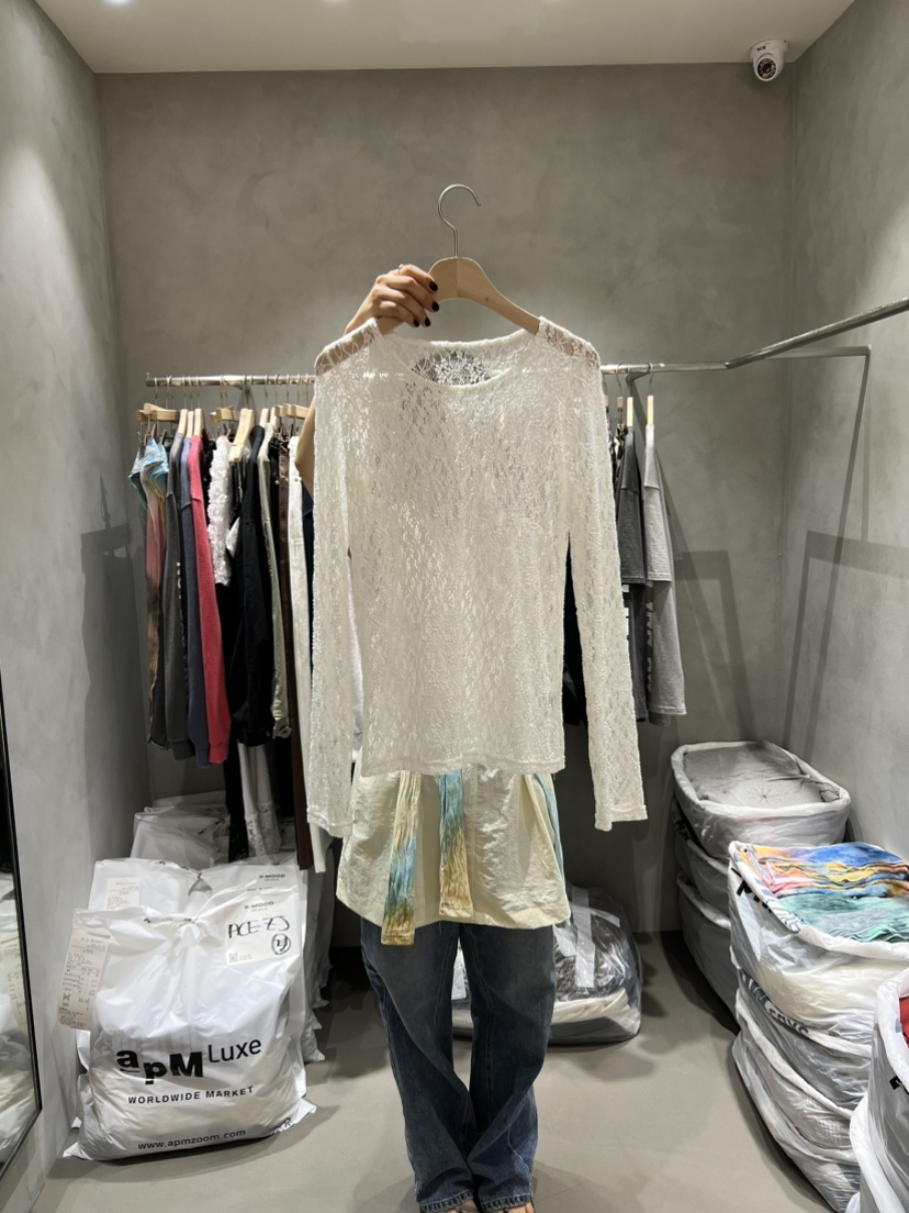 X-MOOD東大門㊣代購女裝新款25秋夏人氣推薦真品長袖T恤蕾絲X-MOOD長袖T恤圖色1