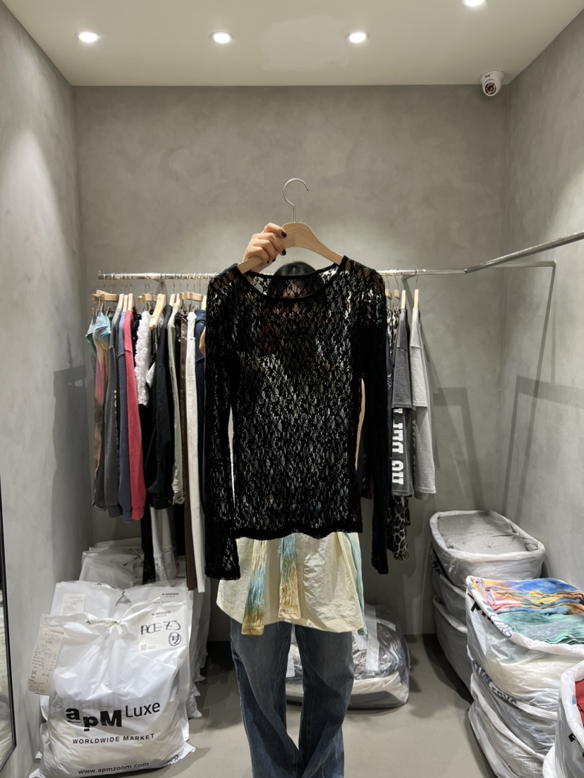 X-MOOD東大門㊣代購女裝新款25秋夏人氣推薦真品長袖T恤蕾絲X-MOOD長袖T恤圖色2