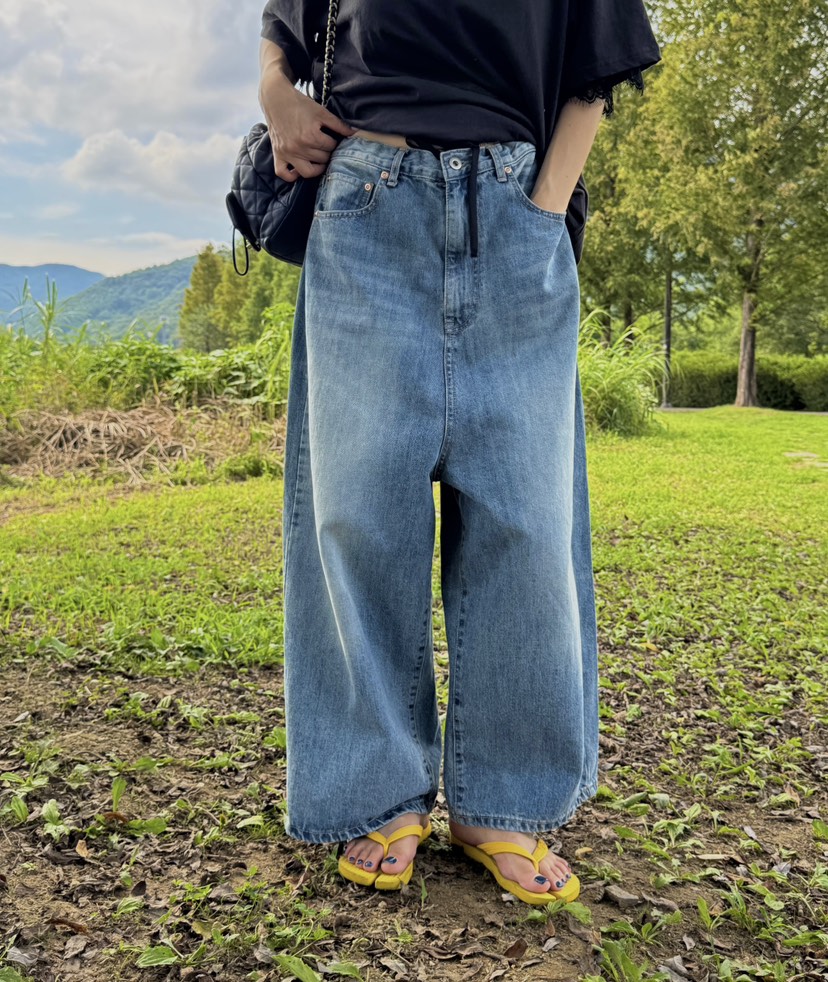 FRANC—L韓國代購㊣女裝新款時尚真品人氣休閑牛仔褲寬松牛仔FRANC牛仔褲