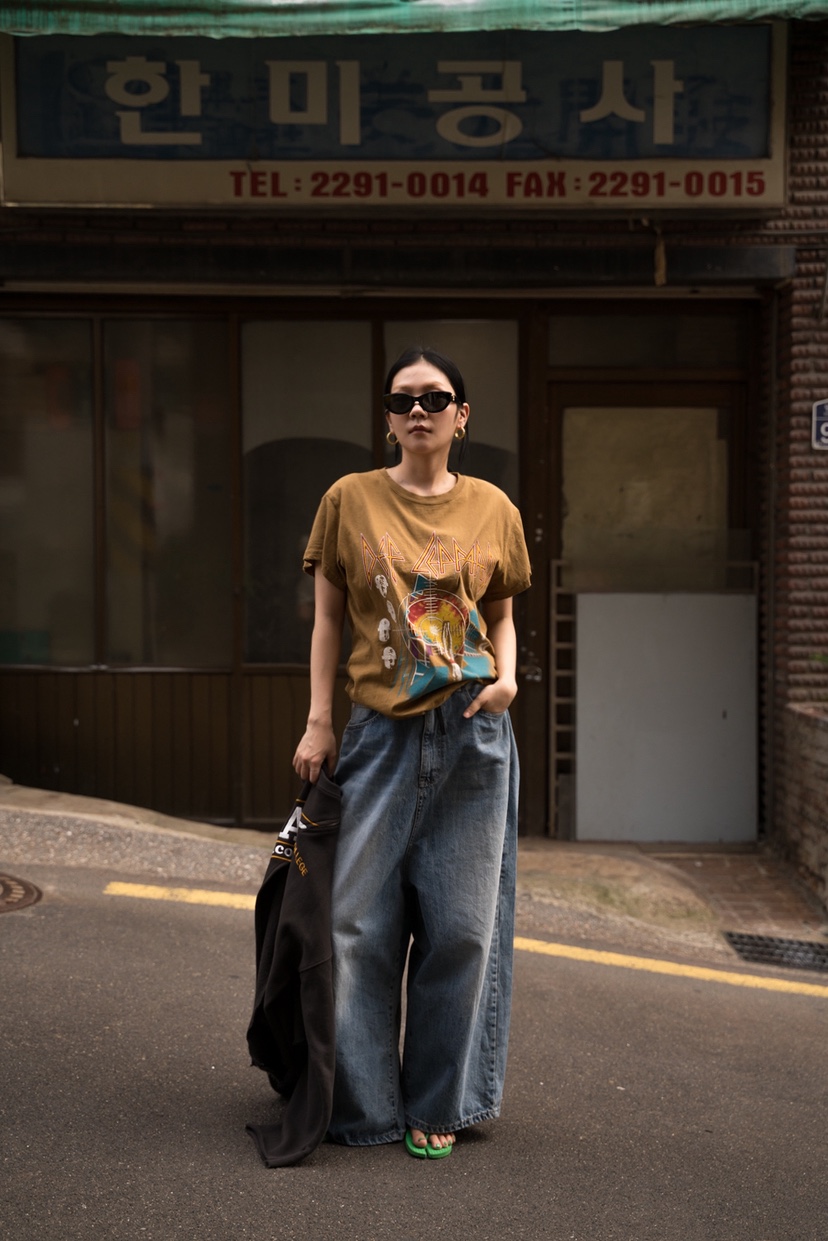 FRANC—L韓國代購㊣女裝新款時尚真品人氣休閑牛仔褲寬松牛仔FRANC牛仔褲