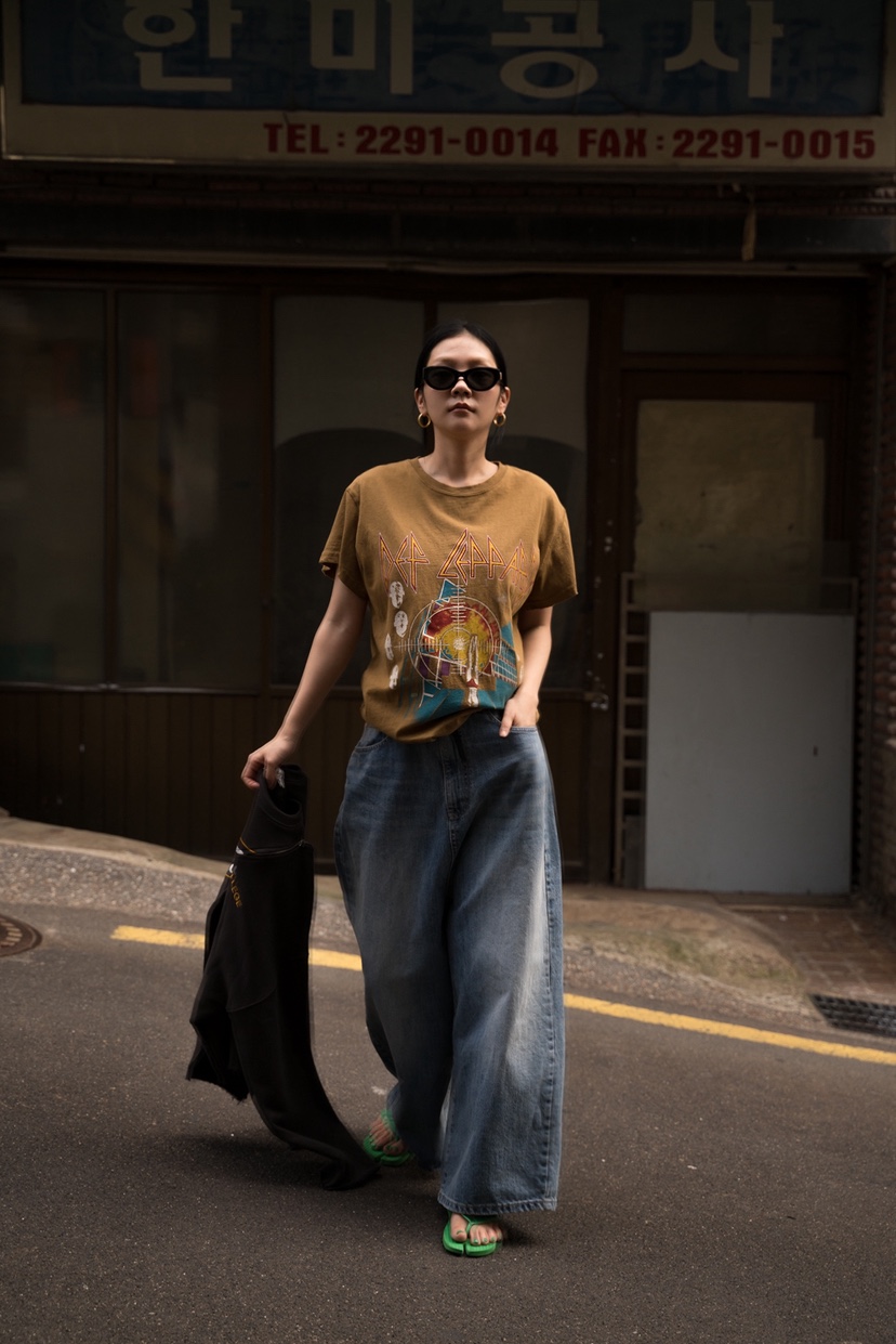 FRANC—L韓國代購㊣女裝新款時尚真品人氣休閑牛仔褲寬松牛仔FRANC牛仔褲