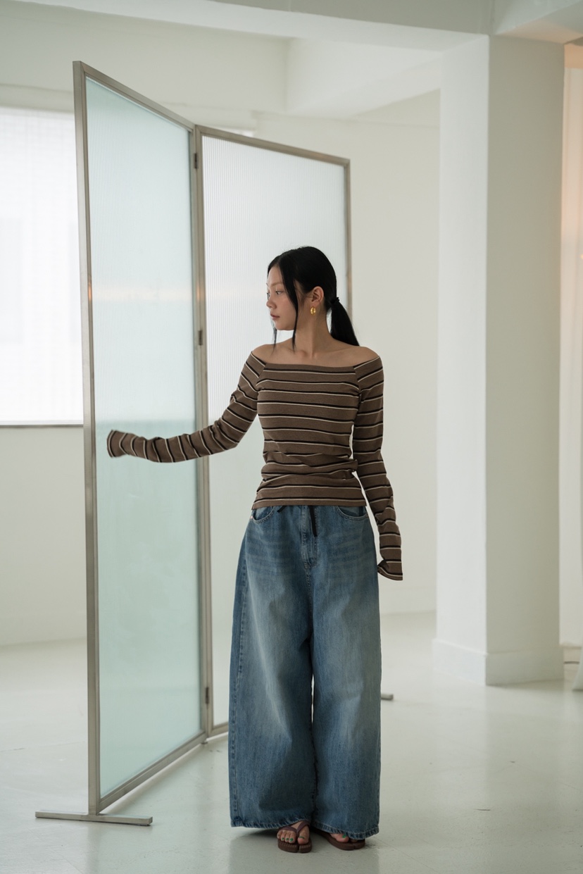 FRANC—L韓國代購㊣女裝新款時尚真品人氣休閑牛仔褲寬松牛仔FRANC牛仔褲