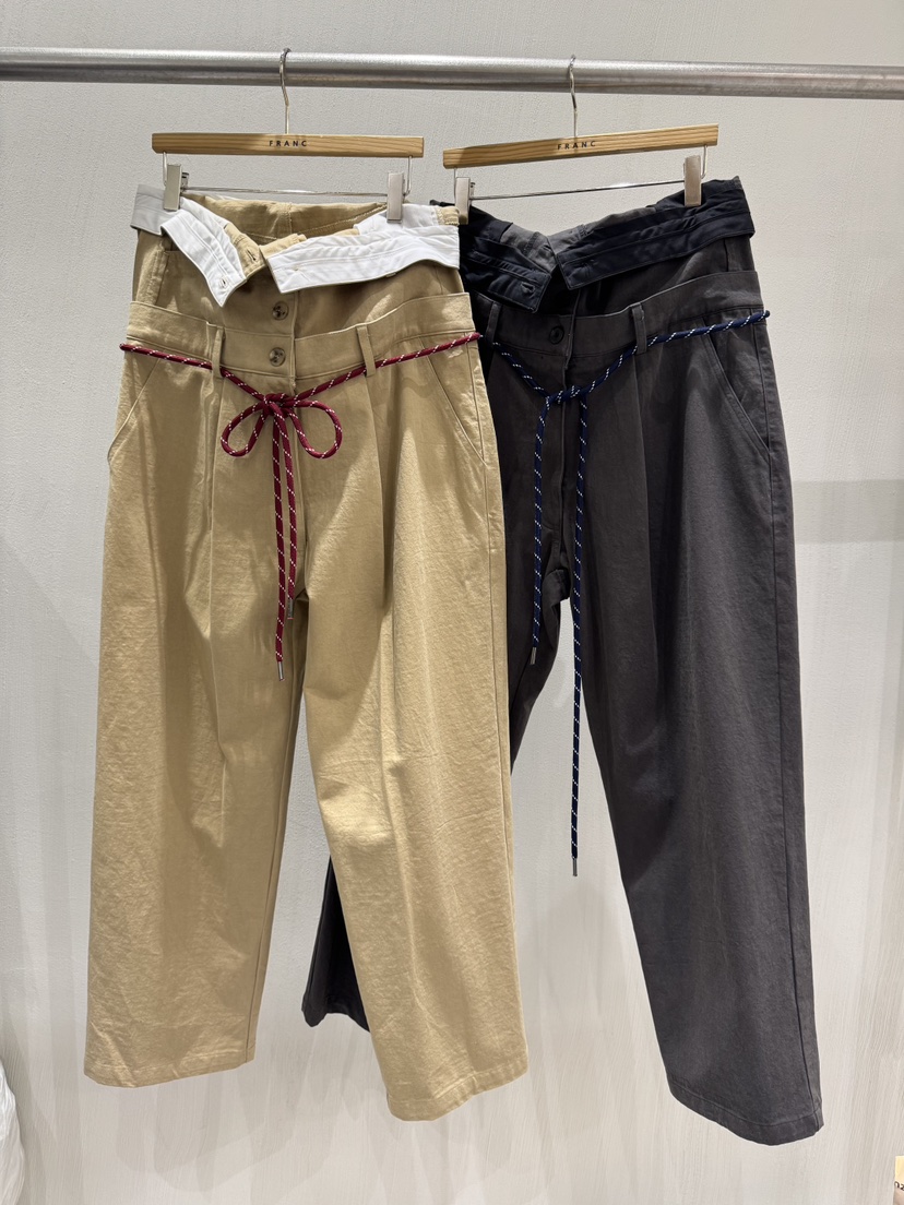 FRANC—L韓國代購㊣女裝新品職業人氣時尚真品休閑褲含腰繩FRANC休閑褲