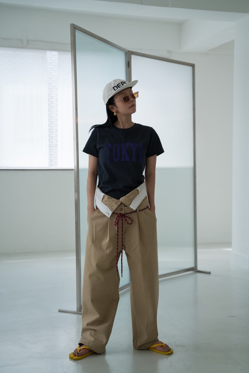FRANC—L韓國代購㊣女裝新品職業人氣時尚真品休閑褲含腰繩FRANC休閑褲