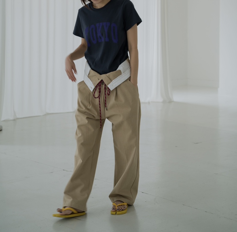 FRANC—L韓國代購㊣女裝新品職業人氣時尚真品休閑褲含腰繩FRANC休閑褲