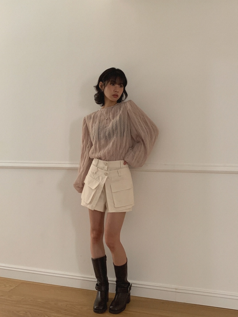 SLAT韓國直郵㊣女裝新品25秋夏熱賣休閑人氣時尚襯衫蕾絲衫UNICO-p襯衫/蕾絲衫