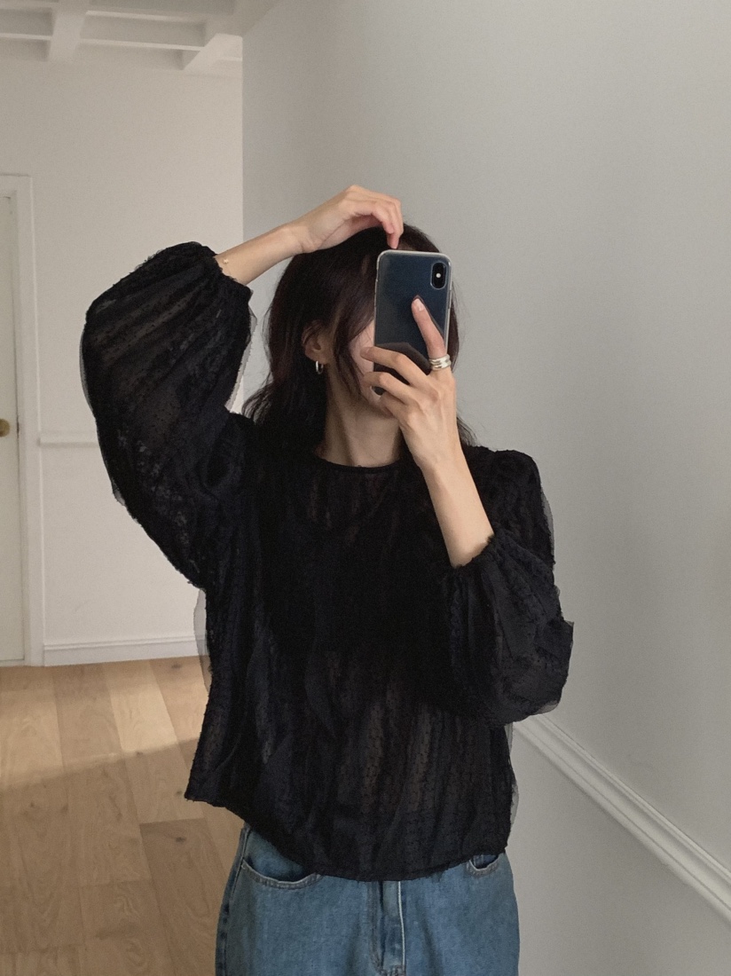 SLAT韓國直郵㊣女裝新品25秋夏熱賣休閑人氣時尚襯衫蕾絲衫UNICO-p襯衫/蕾絲衫