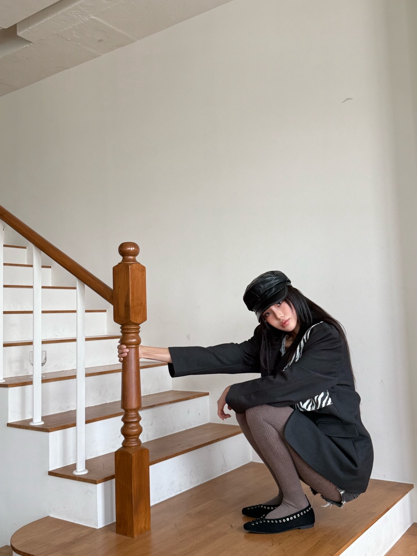 BLACK RIBBON-A韓國直郵㊣女裝新品人氣職業夾克雙層寬松BLACK RIBBON-A夾克
