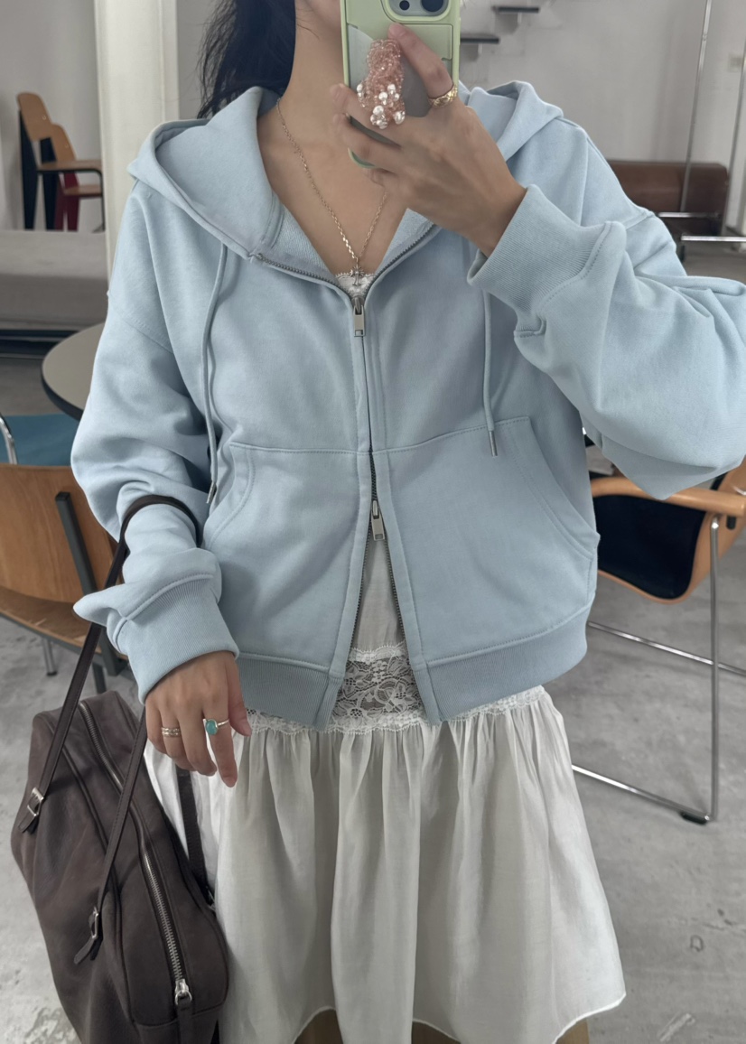 OUPPT東大門㊣實拍女裝新款熱賣人氣25秋夏推薦衛衣拉鏈兜帽OUPPT衛衣