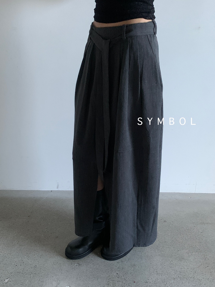 SYMBOL韓國直郵㊣女裝新品真品休閑25秋夏時尚推薦長裙含腰帶SYMBOL長裙