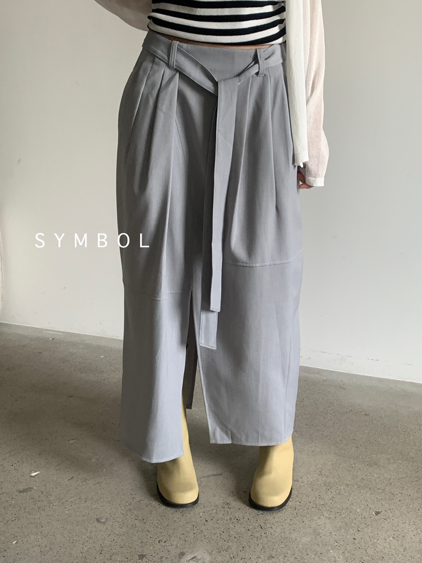 SYMBOL韓國直郵㊣女裝新品真品休閑25秋夏時尚推薦長裙含腰帶SYMBOL長裙