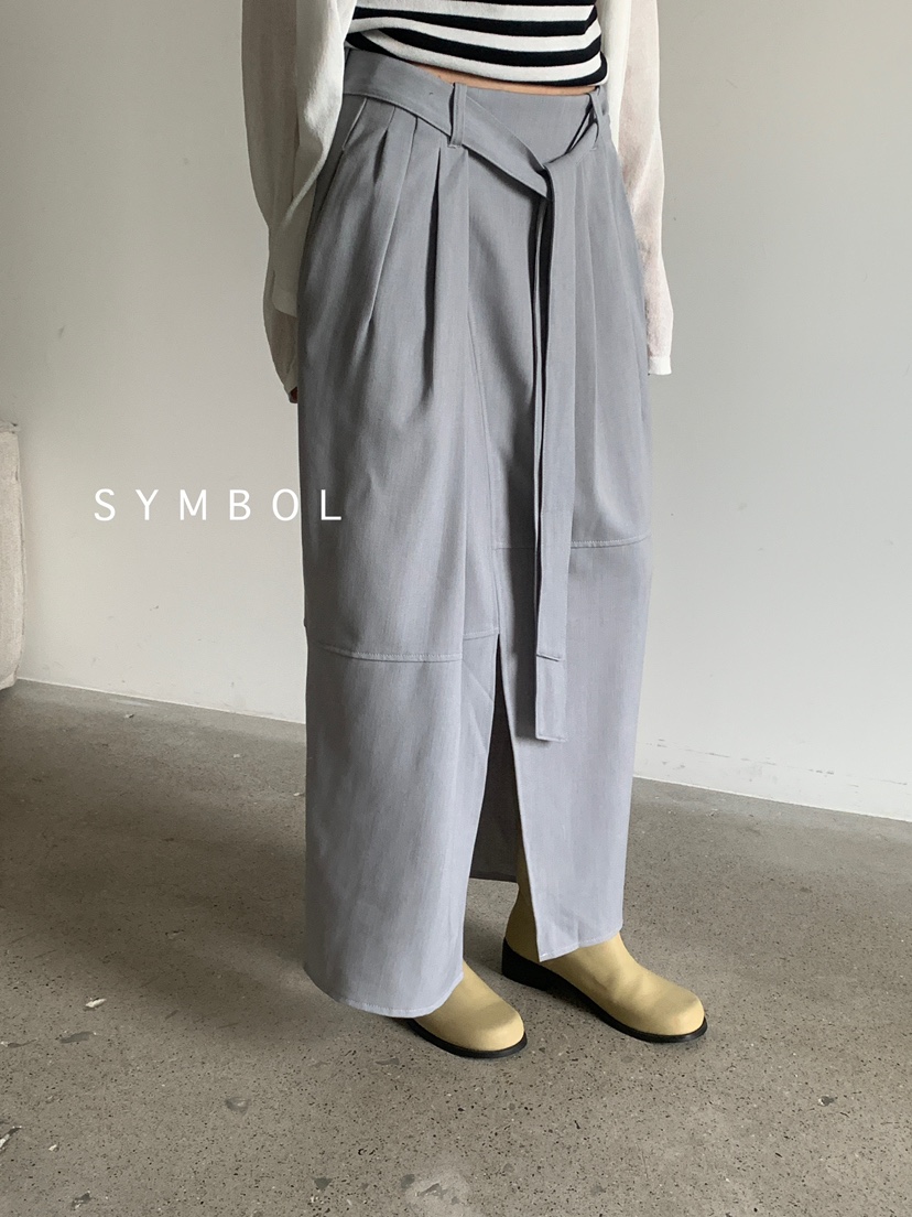 SYMBOL韓國直郵㊣女裝新品真品休閑25秋夏時尚推薦長裙含腰帶SYMBOL長裙